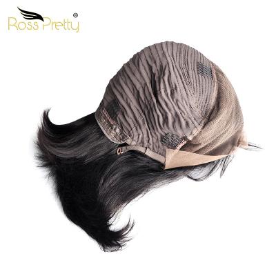 China Ross Pretty 12 Inch Peruvian Straight 10A Lace Up Bob Front Wig Straight Human Hair Wigs for sale