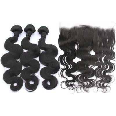 China Tangle free raw frontal cuticle aligned china bundles sellers peruvian hair extension bundle with closure for sale