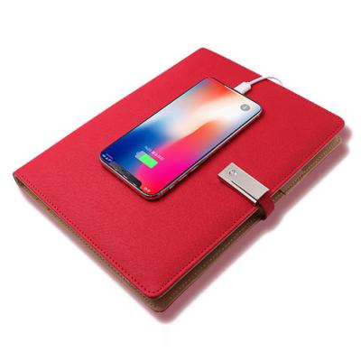 China Magnetic Logo A5 Custom PU Leather Cover Business Multifunctional Powerbank Notebook for sale