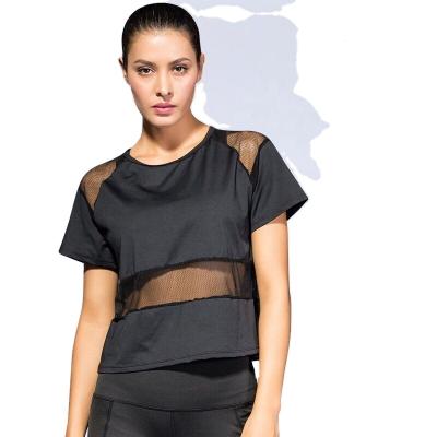 China Antibacterial Women Short Sleeve Yoga Shirts Mesh Breathable Fitness Exercise Sport Running T-Shirts Tees for sale