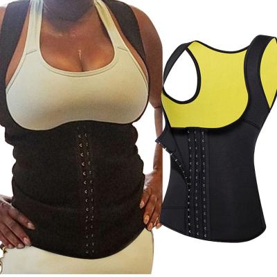 China Antibacterial Women Waist Trainer Vest Top Workout Slimming Tank Top Neoprene Exercise Shapewear Belt Sauna Black Sweat for sale