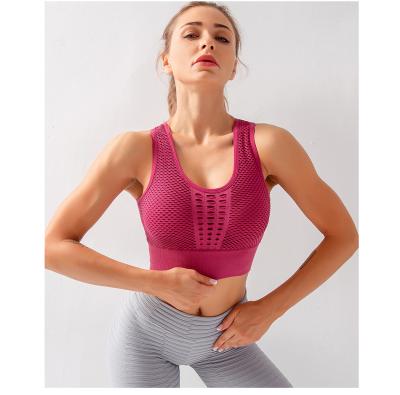 China Shockproof Running Vest Gym Women Mesh Hollow Out Breathable Yoga Bras Sports Bra Fitness Breathable Push Up Bra for sale