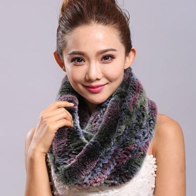 China Winter fashion high quality warm leather fashion ladies long fur scarf factory stand collar brandRabbit fluffy woven fur for sale