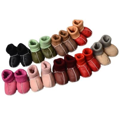 China Factory Wholesale Infant Warm Woolen Hand-sewn Soft Sole Sheepskin Boots Winter Shoes Baby Toddler Shoes Men And Women Waterproof for sale