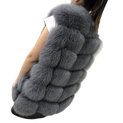 China New Imported Female Full Length Mid Length Fox Fur Vest Anti-Wrinkle Skin Coat Loaf Diamond Bread Diamond Fox Fur Vest for sale