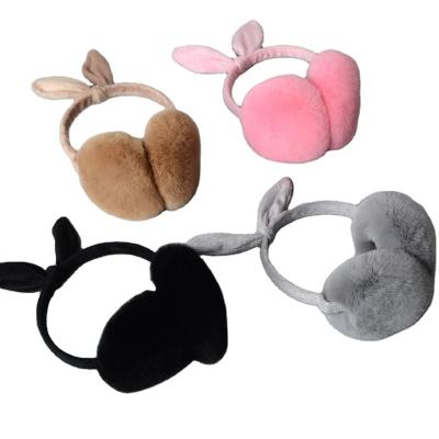 China Korean women's fashion earmuffs real rex warm earmuffs soft feeling rabbit fur thickened winter popular earmuffs for sale