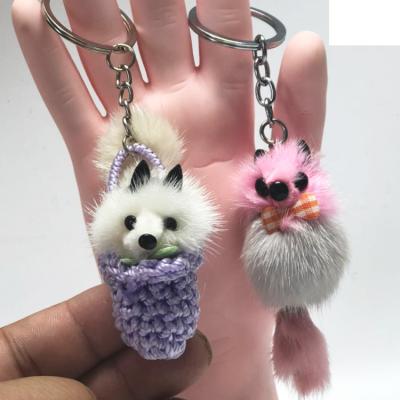 China Custom Made Style Mink Fur Pendant Wholesale Custom Keychain Car Holder Bag Car Holder Bag Keychain Pendant Duckling Fox Style for sale