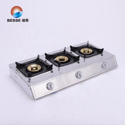 China Hotel 3 burner large gas stove durable houdehold gas burner for sale