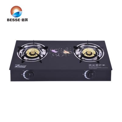 China Automatic Household Tempered Glass Double Burner Cooker Gas Stove for sale