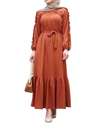 China Sleeve Ruffle Muslim Dresses Turkish Abaya Muslim Clothing Maxi Dress Customized Sleeve Ruffle Muslim Dress Maxi Dress Islamic Wedding Long Dress for sale