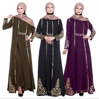 China Middle East Kimono Match Abaya Clothing Islamic Clothing Muslim Turkish Two Piece Set Open Two Piece Muslim/Islamic Robe Print Gold Abaya for sale