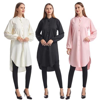 China Muslim Women Top Shirt Latest Muslim Islamic Clothing Fashion Casual Top Dubai Abaya With Button Plus Size Work Shirt Loose Long Sleeve Women Top Shirt for sale