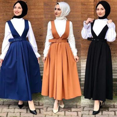 China Abaya Dubai Kaftan Arabs Mujer Belt Tops Waistband Clothing Women Long Suspender Muslim Dress Wholesale Muslim/Islamic Skirt Dress for sale