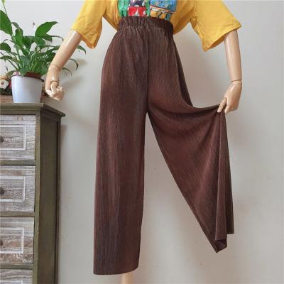 China New Arabic Muslim/Islamic Clothing All Match Wrinkled Loose Elastic High Waist Casual Pleated Muslim Wide Leg Pants For Women for sale