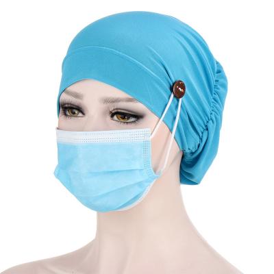 China Cotton/Spandex Stock Hat Night Sleep Wear Turban Available Muslim Headbands Hijab Inner Hijab With Button For Hanger for sale