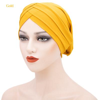 China Hot selling cotton/spandex fashion solid color headwear hijab headband inner muslims hide hair cap underscarf cross front hijab for sale