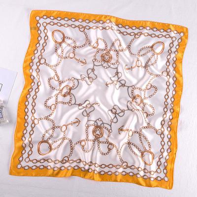 China Square silk scarf for lady elegance 70*70cm plain hijab white satin square scarf pure silk line printing silk scarf for lady elegance for sale