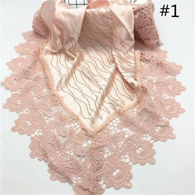 China High End Luxury Glitter Hijab Scarf Glitter Hijab Scarf Glitter Border Lace Tuban Rhinestone Hijabs Muslim Shawl Bufandas Malaysia Turkish Wedding for sale