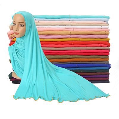 China Fashion Design Fashion Design Hot Drilling Hijab Cotton Scarf Cotton Hijab Premium Hot Drilling Line Muslim Line Shawl for sale