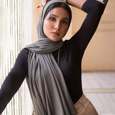 China Breathable Premium Pleated Stretch Cotton Hijab Wrap Tank Top Comfortable Ribbed Hijabs Head Tank Top Scarves for sale