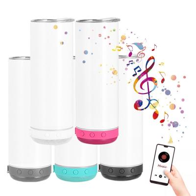 China Wholesale Viable 20oz Sublimation Double Wall White Blanks Music Mug Stainless Steel With Lids Speaker Music Tumbler for sale