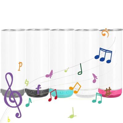 China USA Warehouse 20oz Stainless Steel Radio Music Viable Skinny Straight Sublimation Empty Tumbler With Music Speaker for sale