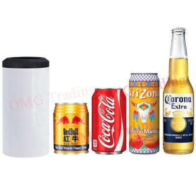 China Viable Ready To Ship Slim Lean Tumbler Beer USA Warehouse Sublimation Stainless Steel Keep Cold Insulated 4 In 1 Drinkware Box Cooler for sale