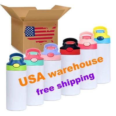 China US Sustainable Warehouse White Stainless Steel Sublimation Double Wall 12oz Stainless Steel Free Shipping Water Bottle For Kids for sale