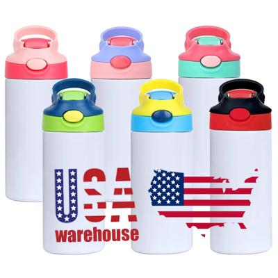 China Sustainable USA Warehouse Empty White Stainless Steel 12oz Sublimation Kids Water Bottle With Flip To For School Direct Drinking BPA Free for sale