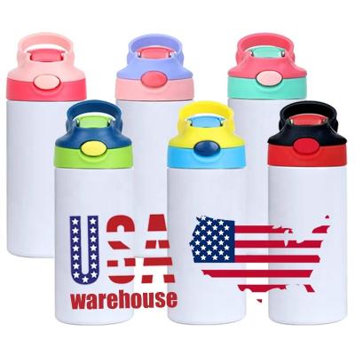 China USA Warehouse 12oz Stainless Steel PORTABLE Kid Mug Blanks Sublimation Water Bottle Tumbler Kids Straight Bottle For White Sublimation for sale