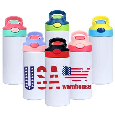 China PORTABLE 12oz 350ml Double Wall Insulated Stainless Steel Mug Sublimation Masks Tumbler Sippy Cup Kids Water Bottle With Flip Top Straw for sale