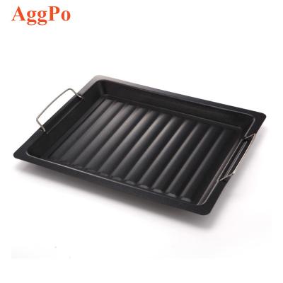 China Gas Cooker Thickened Pan Camping Barbecue Bakeware Pan Steel Grill Pan Outdoor Stick Non-Frying Mold BBQ Tool Accessories 25*30cm for sale