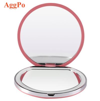 China Small and Drinkable Lighted Travel Makeup Mirror with LED Light 3 Level Adjustable for sale