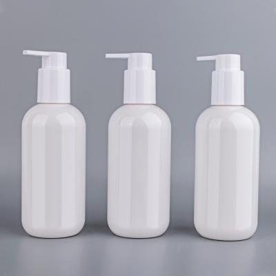 China Personal Care 250ml PET Boston Cylindrical Shampoo Shower Gel Lotion Bottle PET Essence Body Milk Bottle for sale