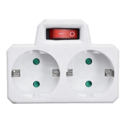 China Commercial European Type Conversion Plug With Switch 1 To 2 2pin Around EU Standard 16A Power Adapter Plug for sale