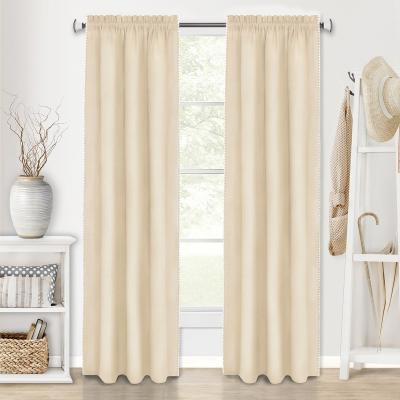 China Wholesale Blackout Blackout Look Polyester Blackout Ready Made Linen Curtain For Hotel Home Office for sale