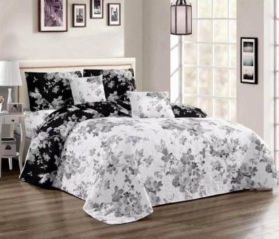 China Pine Reversible Black/White Reversible Sonic Printed Bedspread Set 3pc Comforter Set for sale