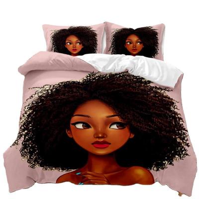 China Sustainable African American Girl Women Microfiber Polyester 3pc Duvet Cover Set for sale