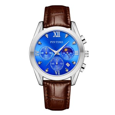 China Automatic Date Custom Your Own Logo Dial Men Quartz Watch Men Women Band Genuine Leather Band Watch Private Label for sale