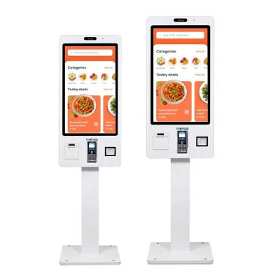 China Mall 24 27 32 inch touch screen self service order food payment machine with qr/barcode scanner, self ordering kiosk in restaurant for sale