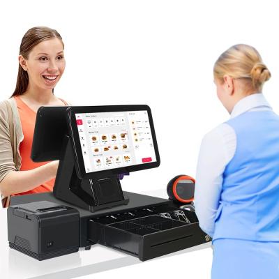 China New SDK Dual Screen Touching All In One Restaurant / Supermarket POS System Machine With Windows System for sale