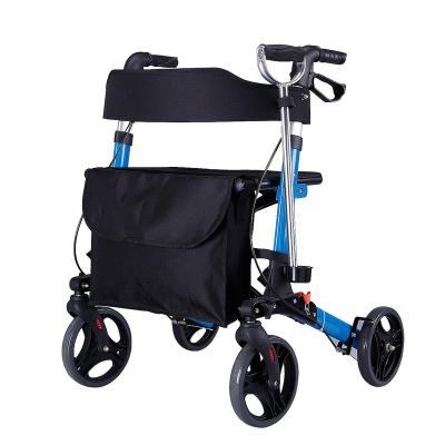 China Foldable high quality wheel 30mm upright rollator with seat walker medical rollator folding for sale