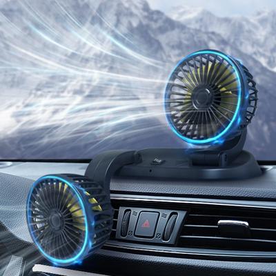 China Car/Home Office Dual Headed 12 Volt Fans DC 12v Fans Car Fan 24v For Truck Vehicle Air Cooling Universal USB Rotatable High Wind F410 for sale