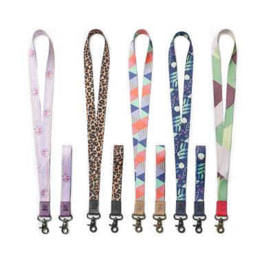 China Leather Straps Lanyard With Logo Custom Printed Custom Logo Pattern Wristband Short Phone Card Holder for sale