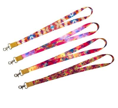 China Fashoin Polyester Pink Lanyard Leather Press Logo Thick Custom Printing Wrist Phone Lanyards for sale