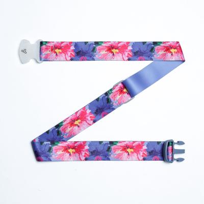 China Fashoin Supplier Cheap Flower Pattern Printing Suitcase Convenient Adjustable Polyester Belt Material Custom Luggage Strap for sale