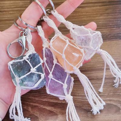 China Promotional Gift Amazon Hot Selling Natural Stone Alloy Crystal Quartz Stone Keychains for sale