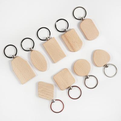 China Wood Personalized Custom Blank Wooden Key Chain Key Ring Key Tags For DIY Wooden Key Chain Craft for sale