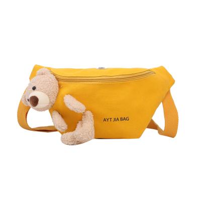 China Fashion Canvas Cute Bear Print Logo Decoration Anti-theft Custom Waist Bag for sale