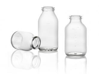 China Easy Open End Sealing Type 50ml Clear Infusion Glass Bottle With 32mm Neck for sale